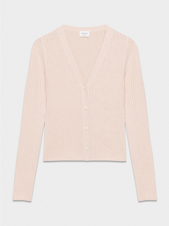 Aritzia Sweaters - Aritzia Wilfred Light Pink Ribbed V-Neck Button Cardigan